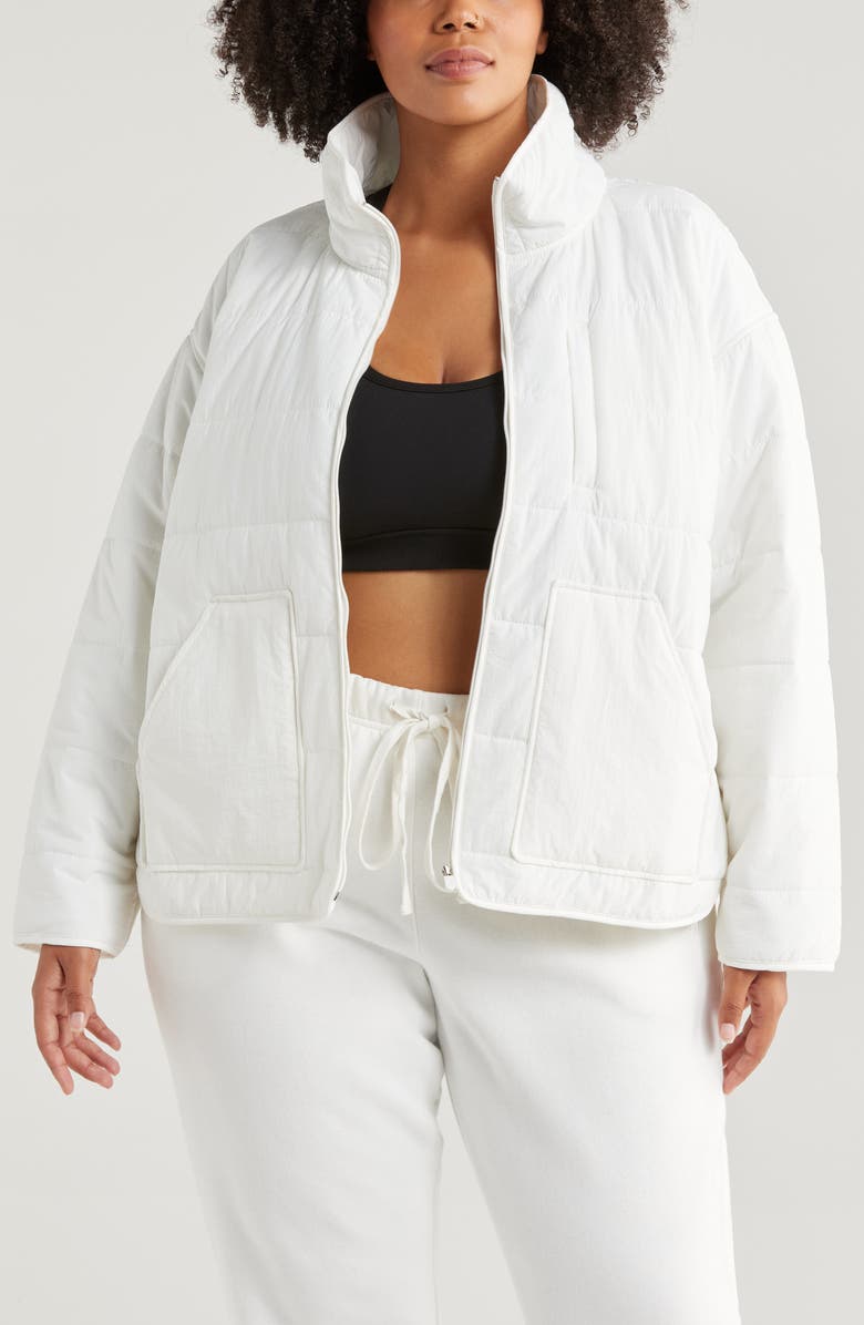 Zella Quilted Packable Jacket, Main, color, Ivory Cloud