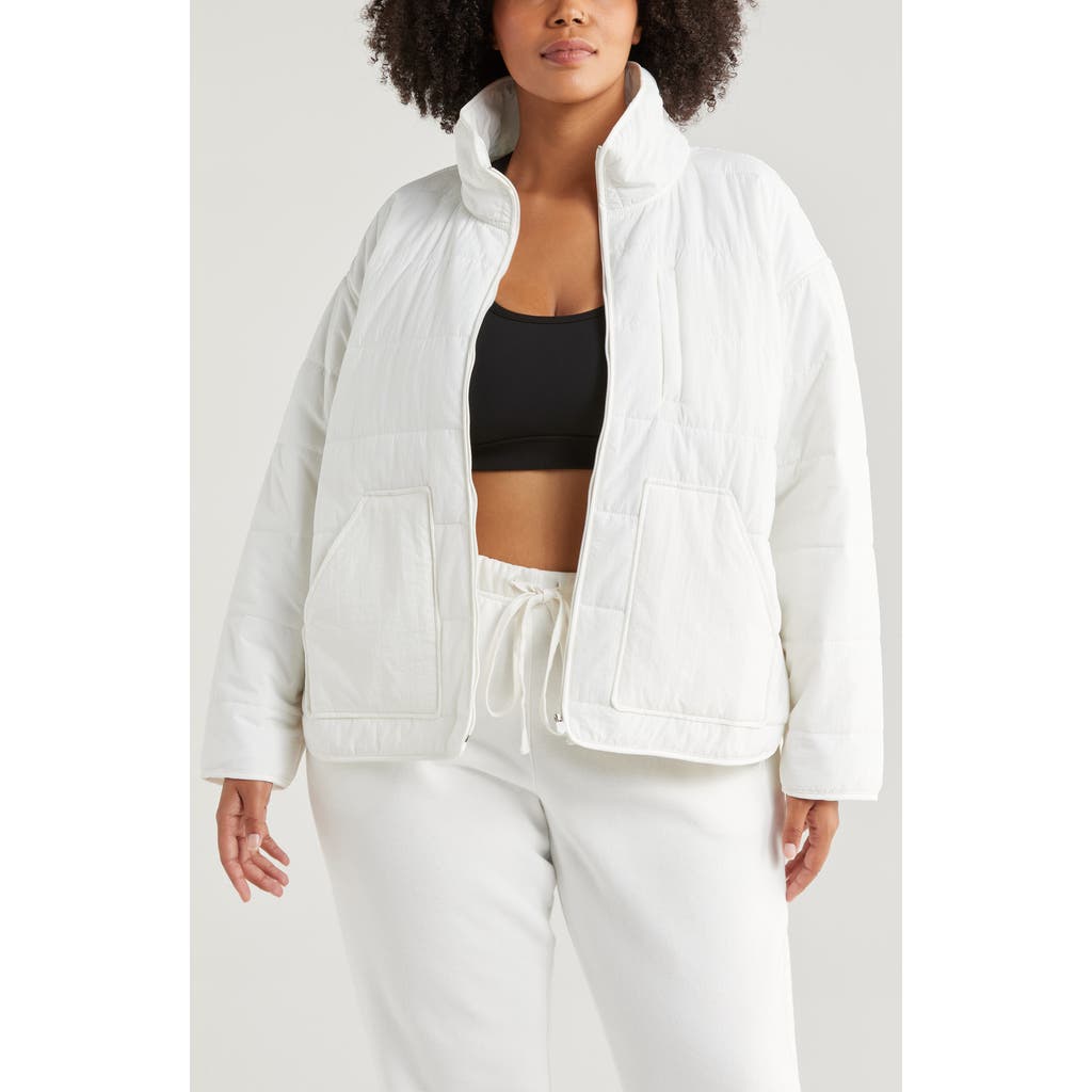 Zella Quilted Packable Jacket In White