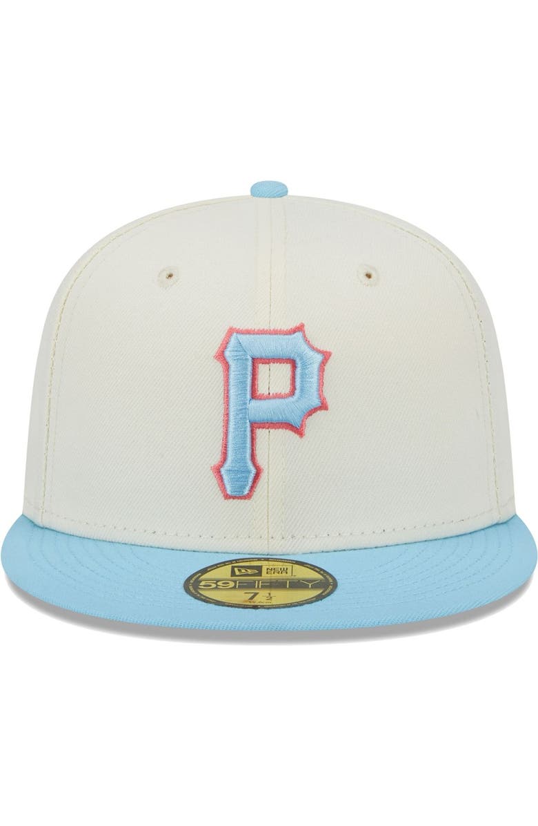New Era Men's New Era Cream/Light Blue Pittsburgh Pirates Spring Color Two-Tone 59FIFTY Fitted Hat, Alternate, color, 