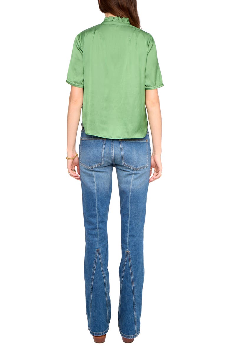 Topher Ruffle Neck Satin Popover Top, Alternate, color, VERVEINE