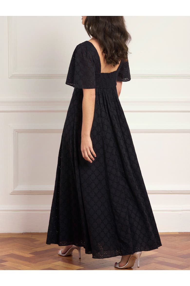 Marisol Cotton Broderie Ankle Gown, Alternate, color, Jet Black