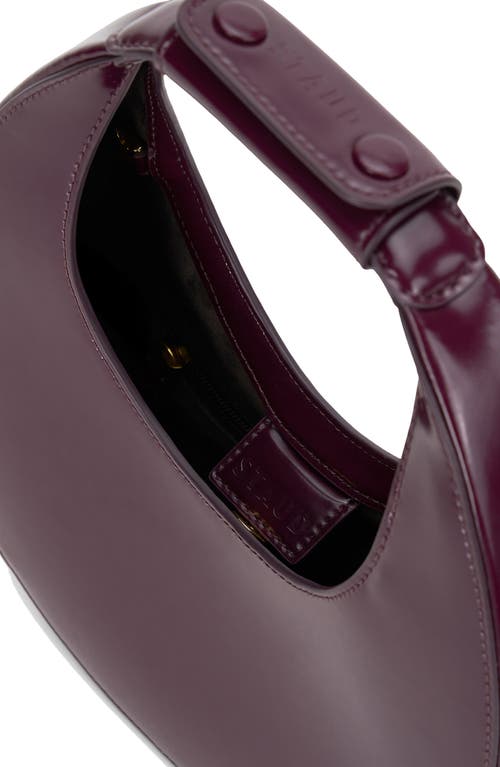 Staud Mini Moon Leather Top Handle Tote In Burgundy