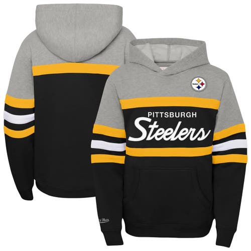 Mitchell & Ness Kids' Youth   Black Pittsburgh Steelers Throwback Head Coach Pullover Hoodie