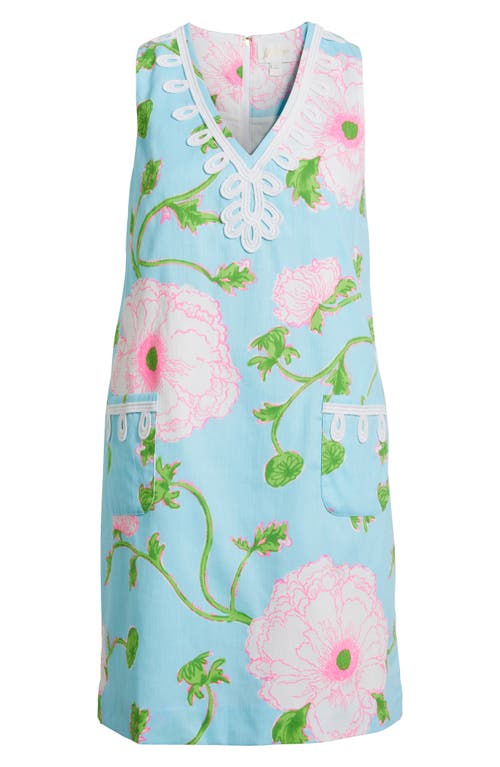 Lilly Pulitzer ® Sidonie Corded Lace Detail Floral Stretchcotton Shift Dress In Blue