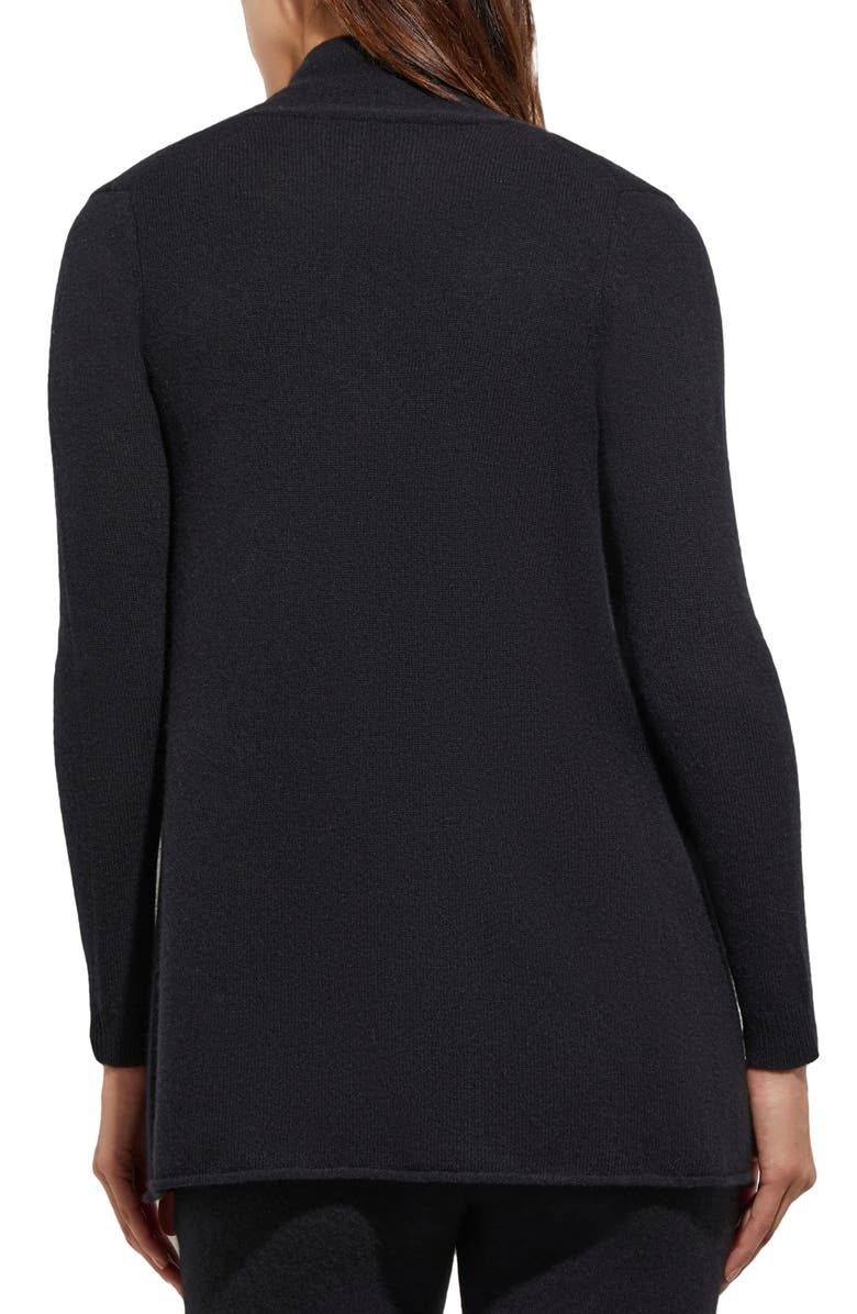 Misook Cashmere Open Front Cardigan, Alternate, color, Black