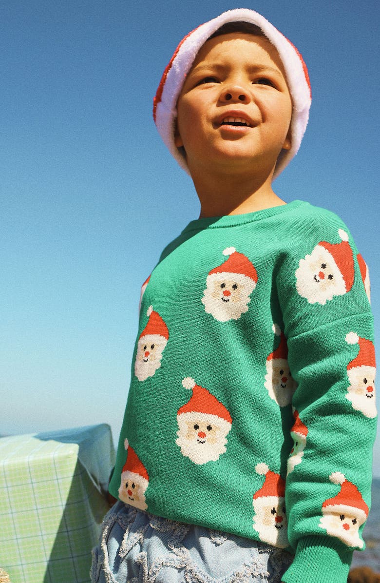 Rock Your Kid Kids
 Cotton Crewneck Sweater, Alternate, color, Green Santa