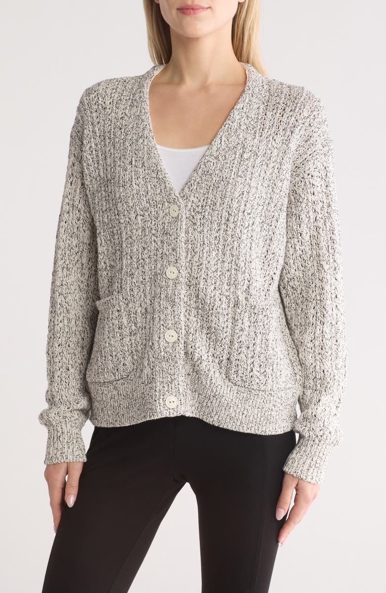rag & bone Edie Cotton Blend Cardigan, Main, color, Oatmeal Multi