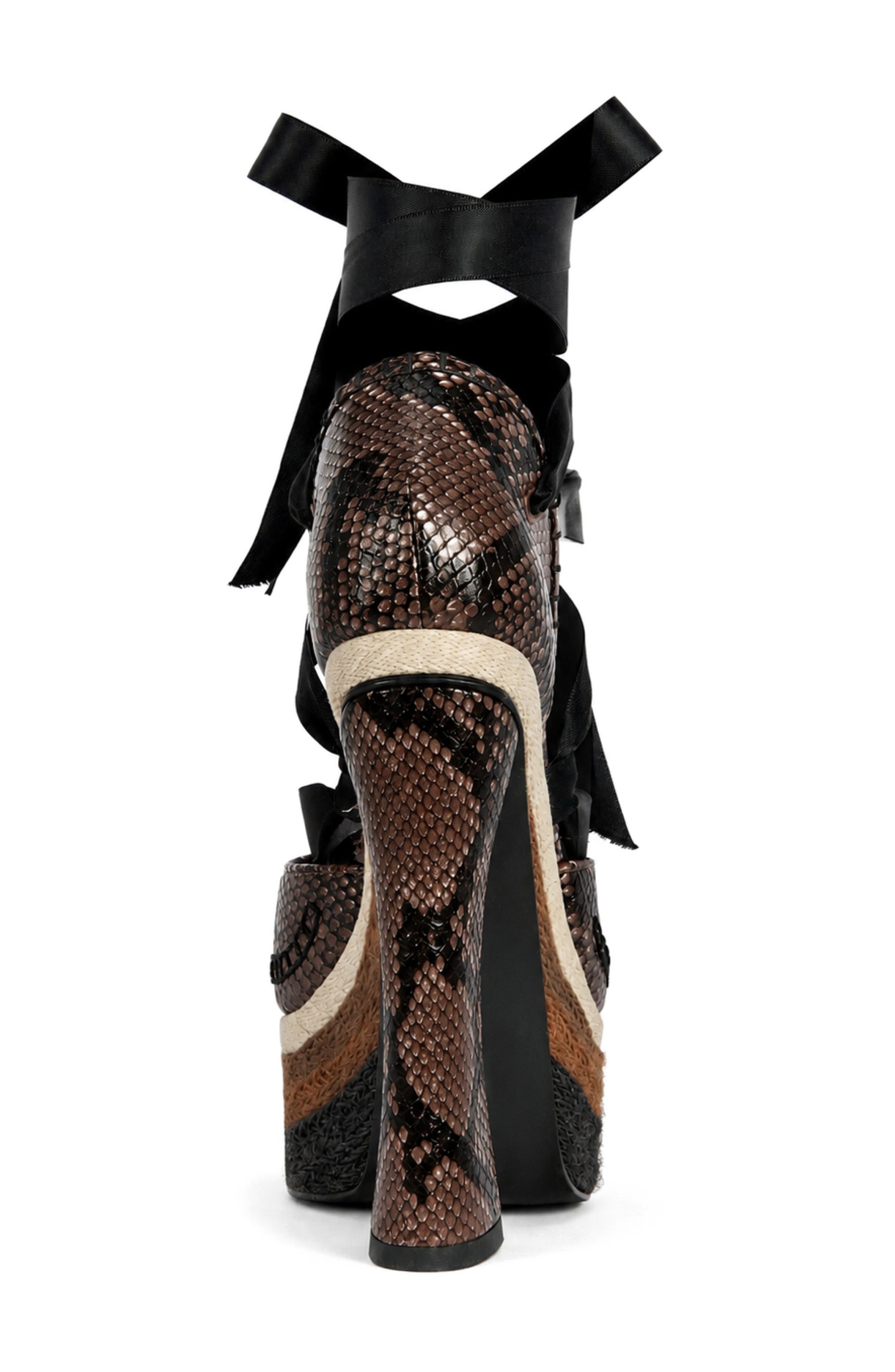 Fonetyn Ankle Tie Platform Pump, Alternate, color, BROWN MULTI