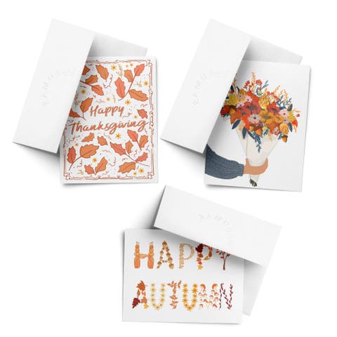 Thanksgiving, Happy Autumn, Bouquet Fall/Autumn Greeting Card Pack Sets