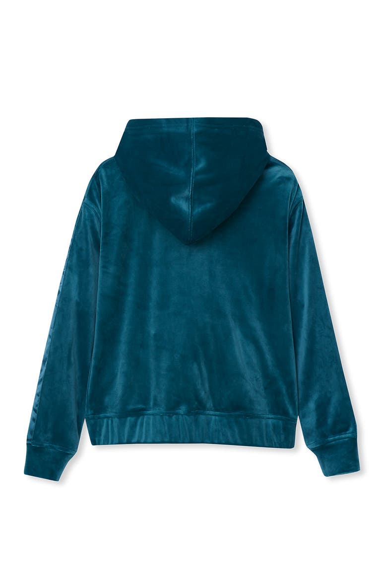 Girls Velour Zip Hoodie, Alternate, color, Harbor Blue