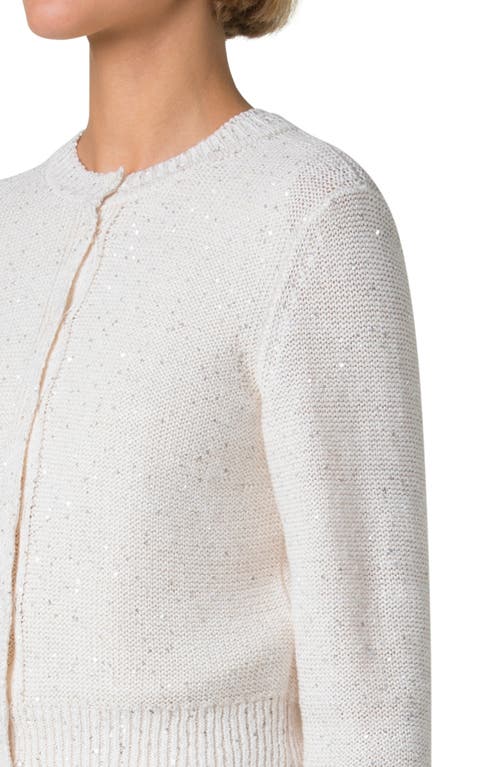 AKRIS AKRIS MICROSEQUIN LINEN BLEND CARDIGAN 