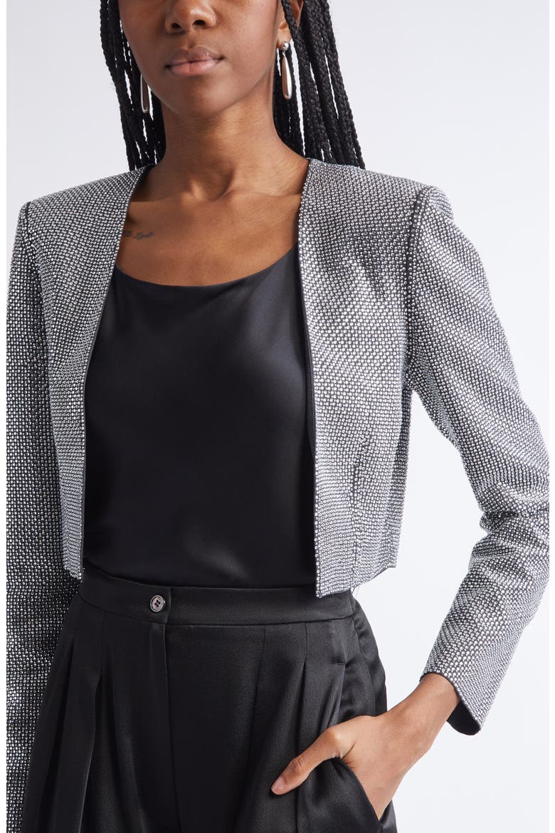 Crystal Embellished Crop Jacket, Alternate, color, DARK GREY MELANGE