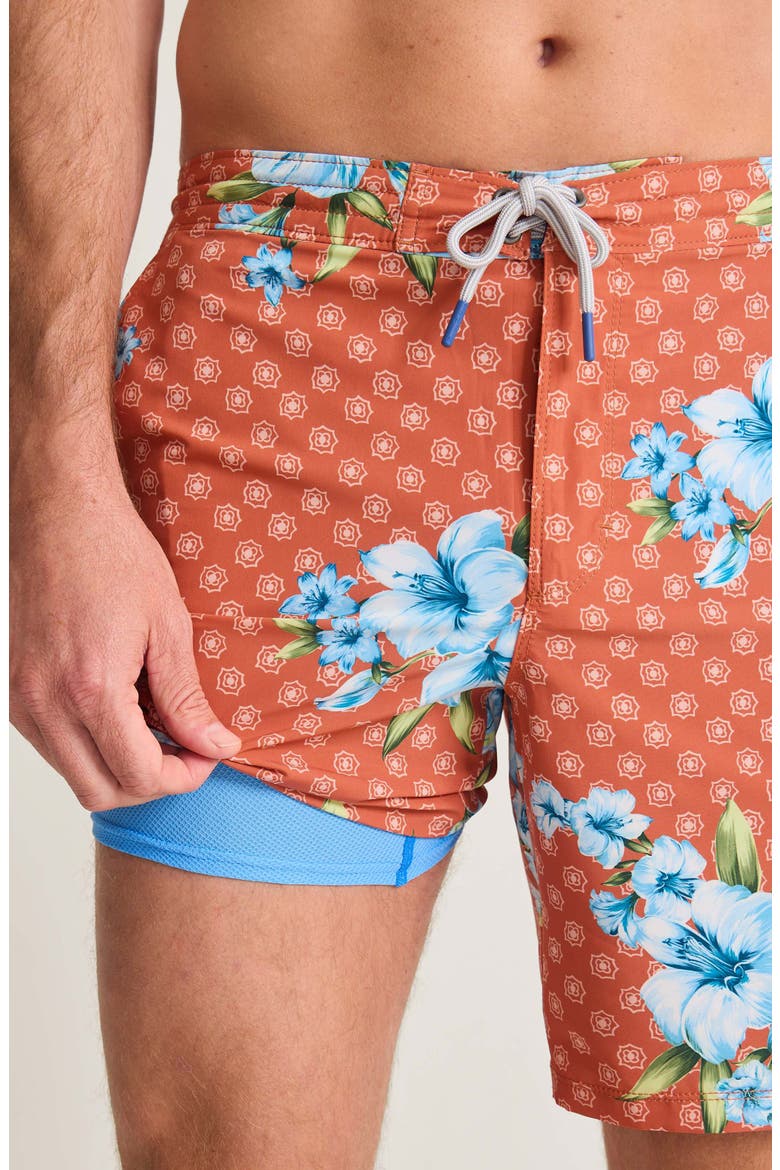 Baja Medallion Blooms 8-Inch Board Shorts, Alternate, color, SALSA