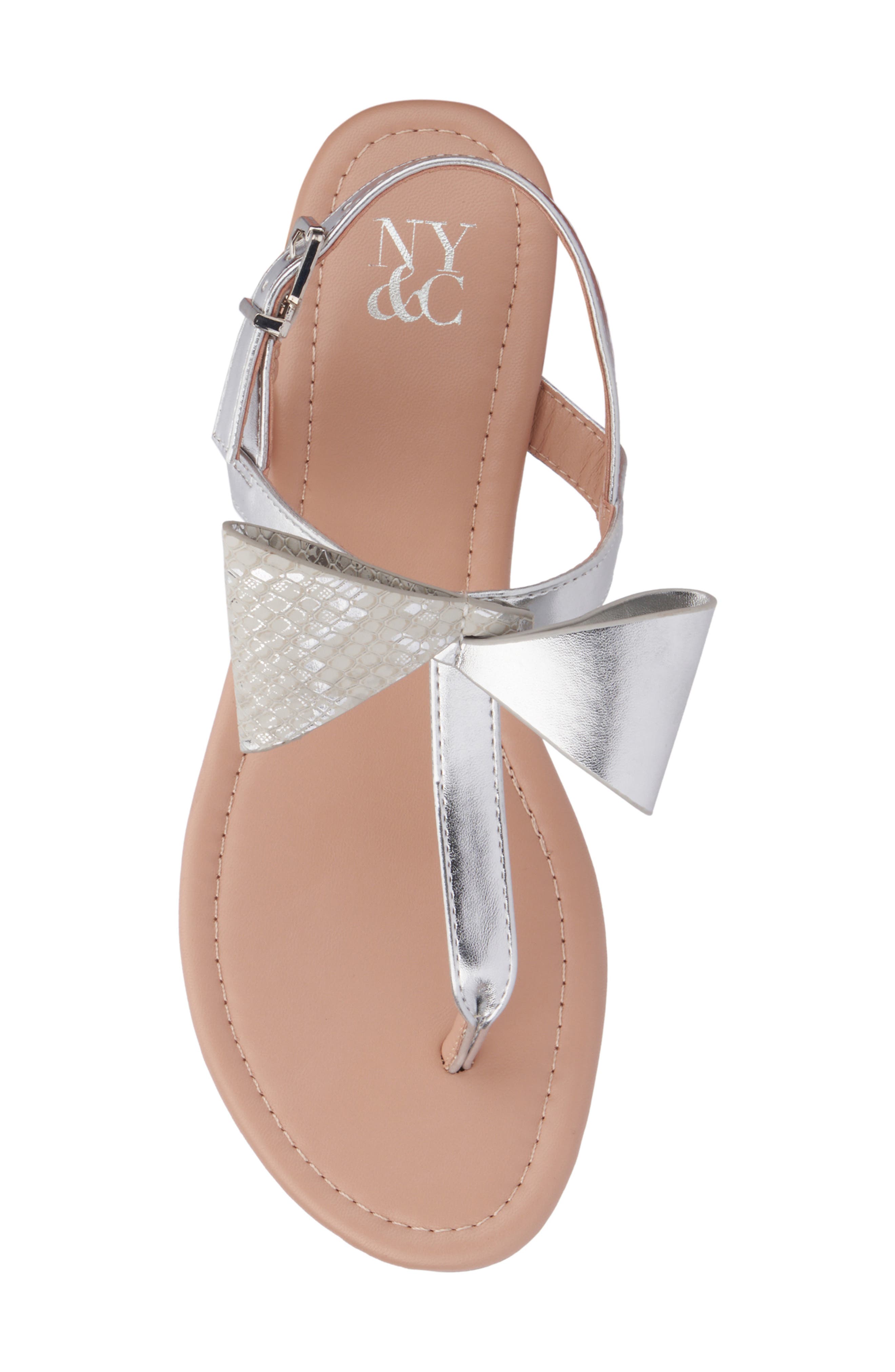 NEW YORK AND COMPANY Abril Thong Sandal, Alternate, color, Silver Combo