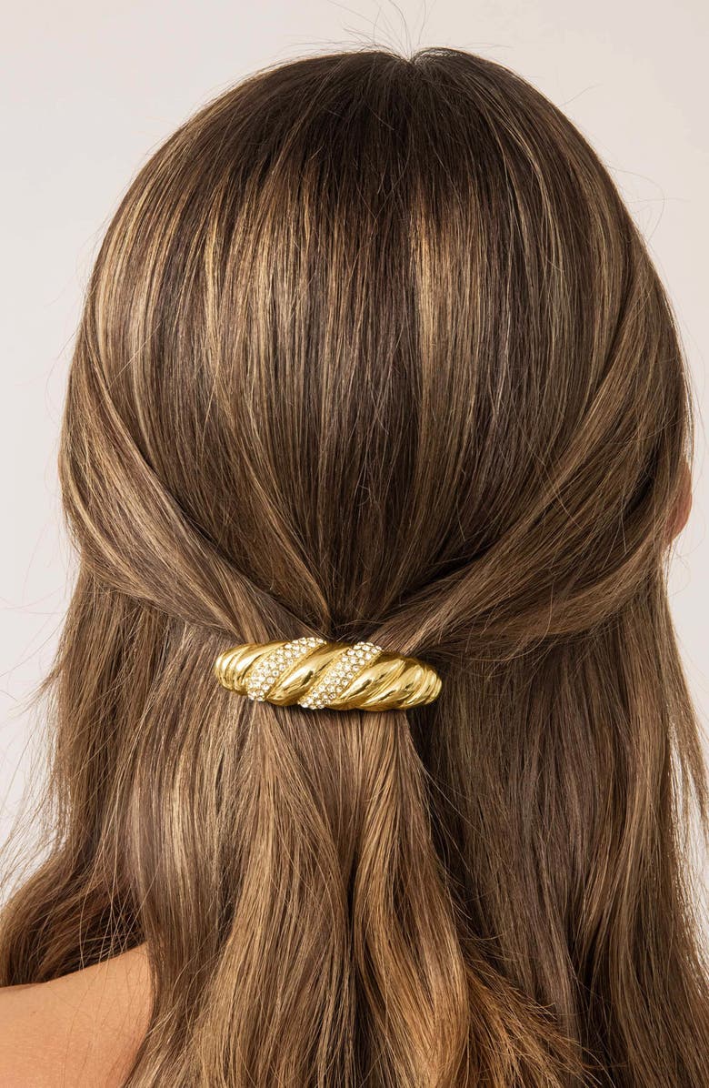 Ettika Pave Croissant Hair Barrette, Alternate, color, Gold