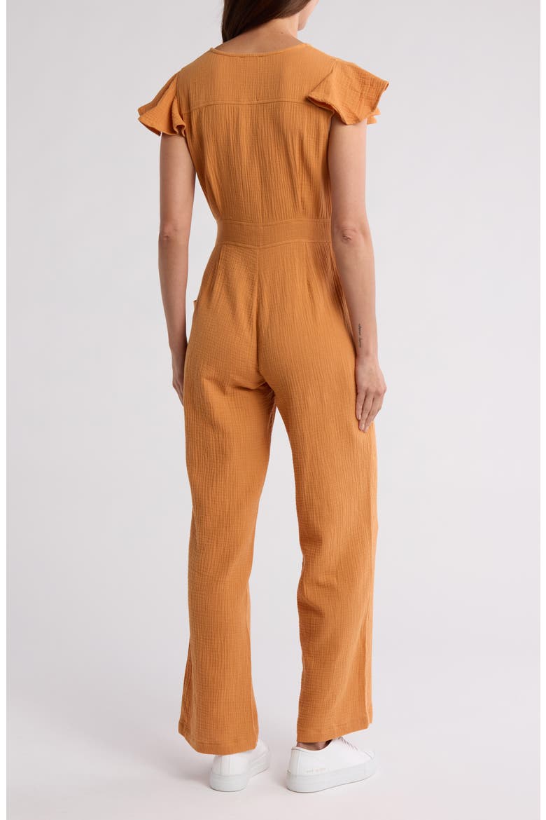 Cotton Flutter Sleeve Jumpsuit, Alternate, color, GINGER