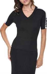 DKNY Logo Stripe Rib Sweater