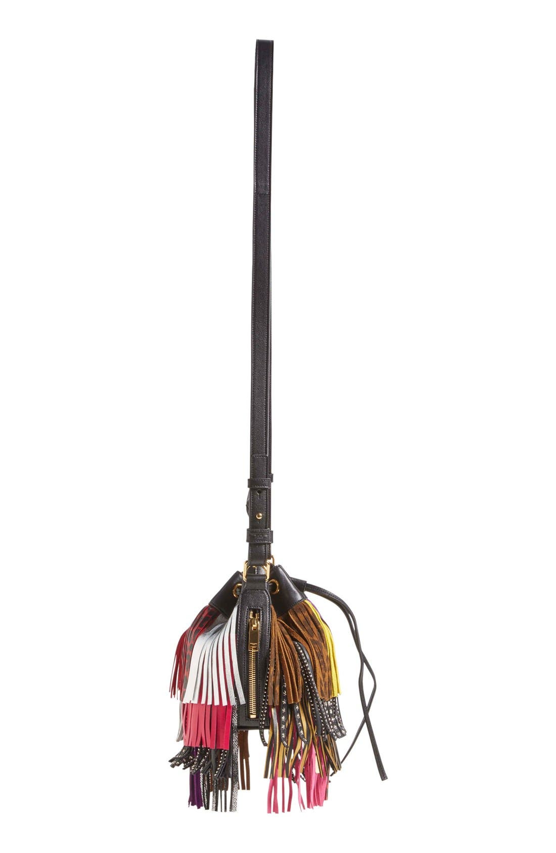 Saint Laurent 'Emmanuelle' Suede Fringe Bucket Bag, Alternate, color, 