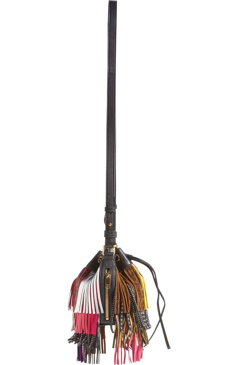 Saint Laurent 'Emmanuelle' Suede Fringe Bucket Bag, Alternate, color,