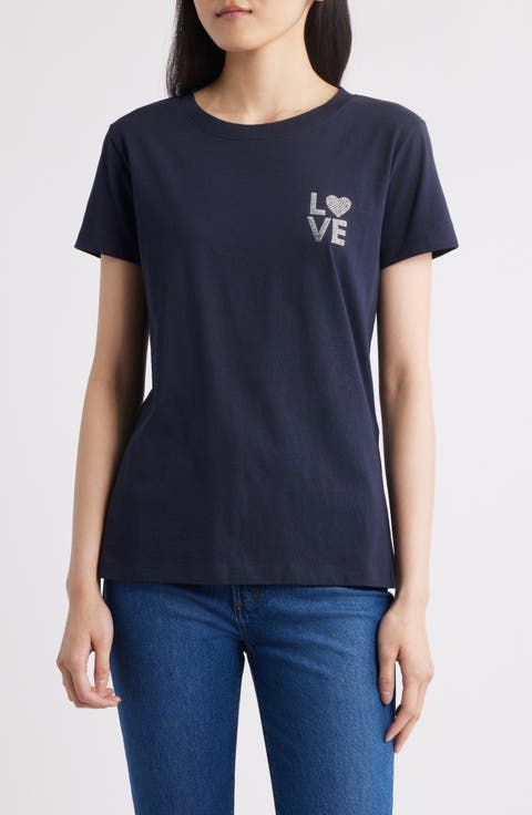 売れ筋商品|||ボス オレンジ カットソー トップス レディース Women's Cotton Embellished-Graphic T-Shirt Navy Women's BOSS Orange Tops | Nordstrom