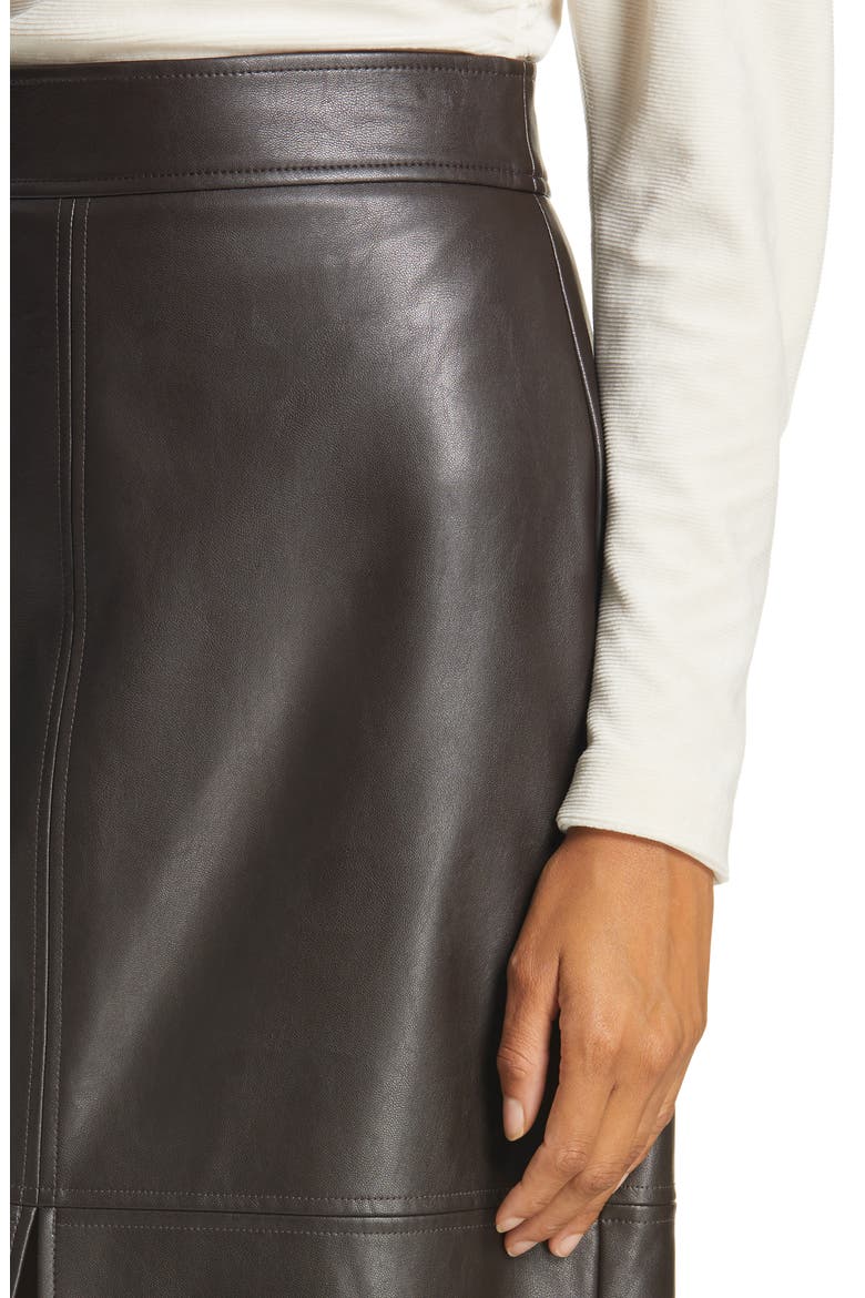 Moss Front Slit Faux Leather Skirt, Alternate, color, CAROB