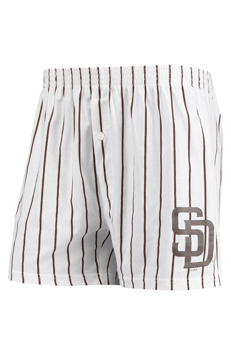 CONCEPTS SPORT Men's Concepts Sport White San Diego Padres Vigor Pinstripe Boxer Shorts, Alternate, color, White