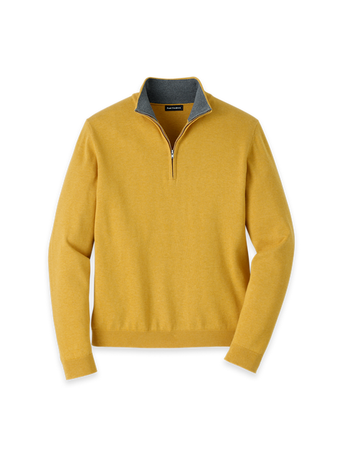 Supima Cotton Quarter Zip Mock Neck Sweater