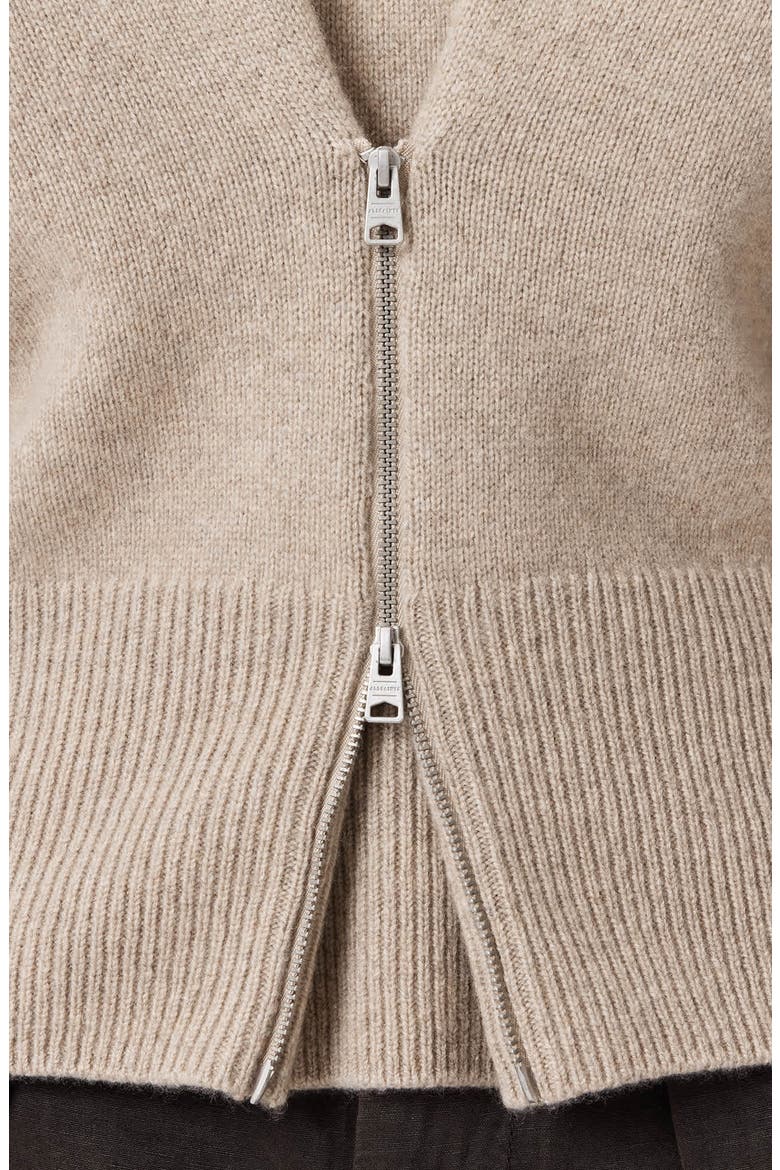 Faaria Zip Front Cashmere Blend Sweater, Alternate, color, OATMEAL TAUPE