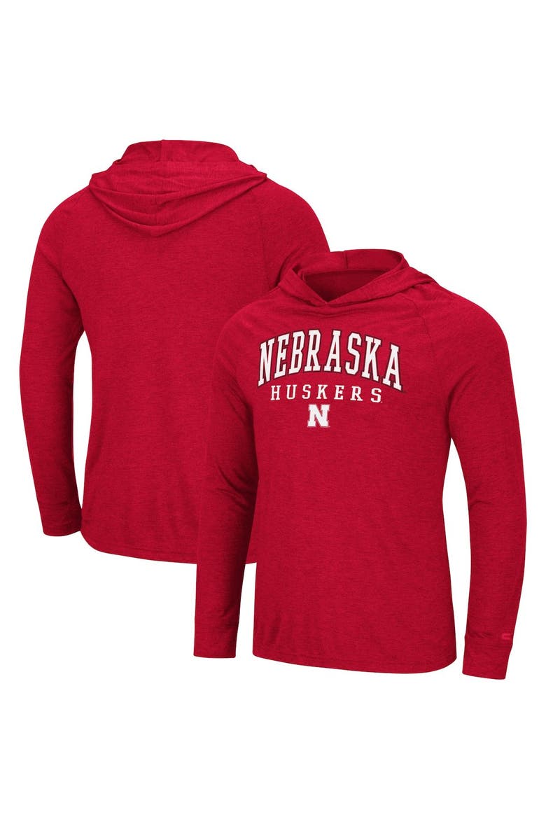 Men's Colosseum Scarlet Nebraska Huskers Campus Raglan Long Sleeve Hoodie T-Shirt, Main, color, Scarlet