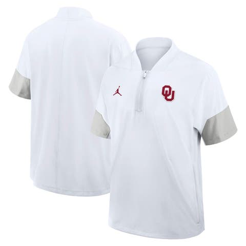 Men's Jordan Brand White Oklahoma Sooners 2025 Sideline Short Sleeve Quarter-Zip Coach Jacket