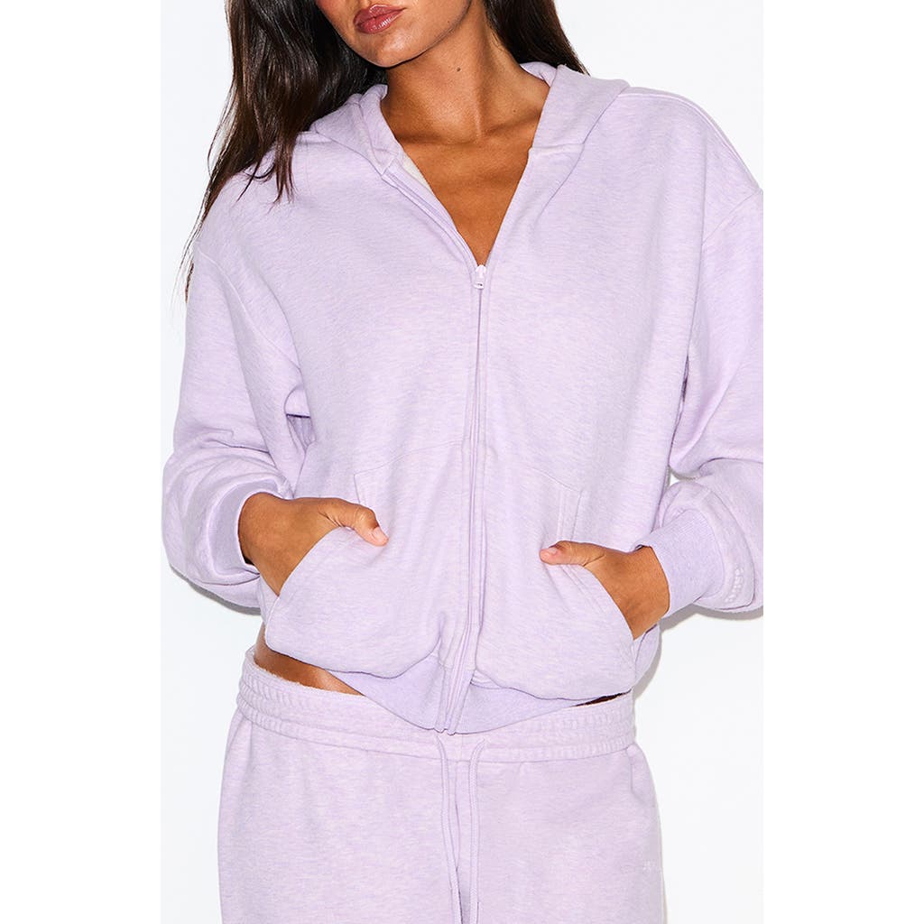 Skims Cotton Fleece Blend Classic Zip-up Hoodie In Purple