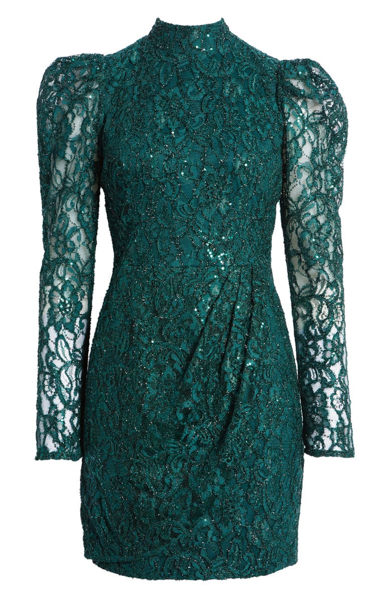 Black Halo Santorini Lace Long Sleeve Minidress, Alternate, color, 