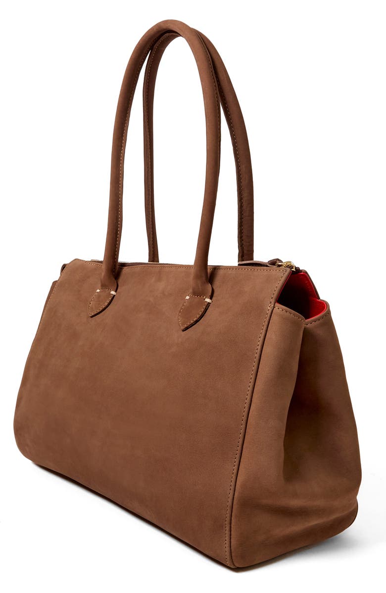 Clare V. Beatrice Nubuck Leather Tote, Alternate, color, Choco Bar