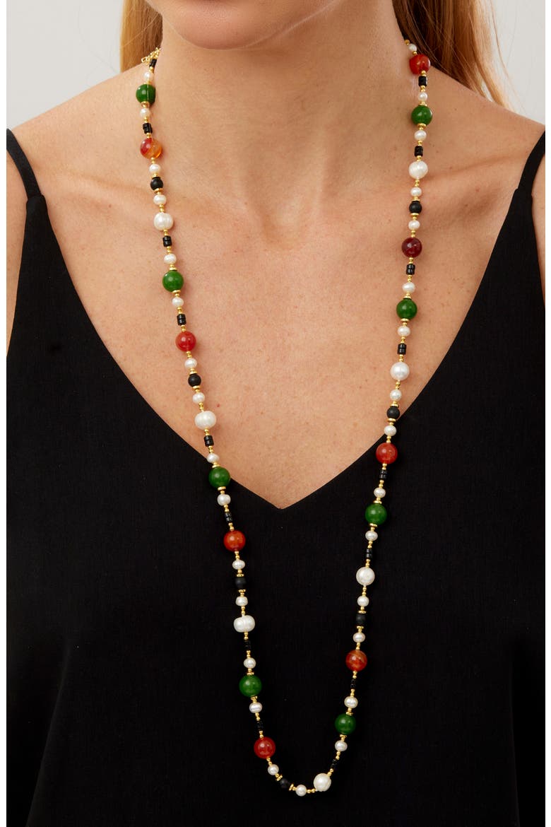 Cultured Freshwater Pearl & Agate Strand Necklace, Alternate, color, MULTI COLOR