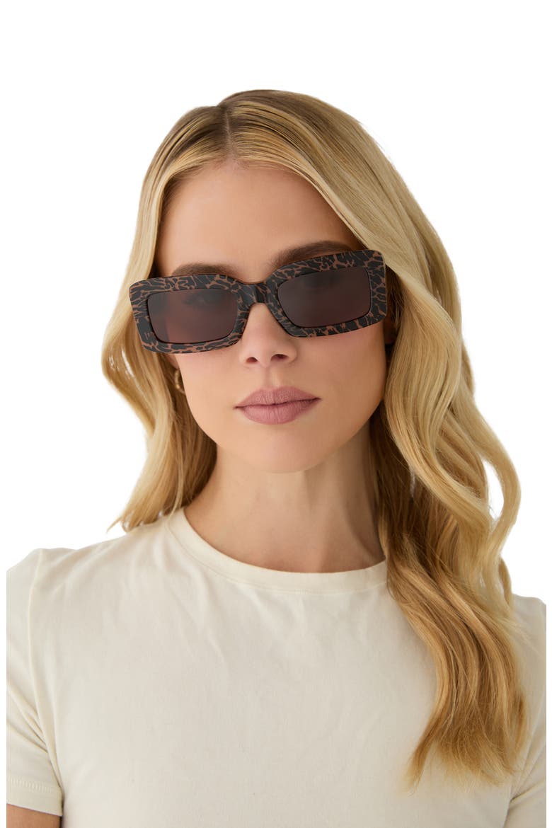 Indy 51mm Gradient Rectangular Sunglasses, Alternate, color, ANIMAL / BROWN