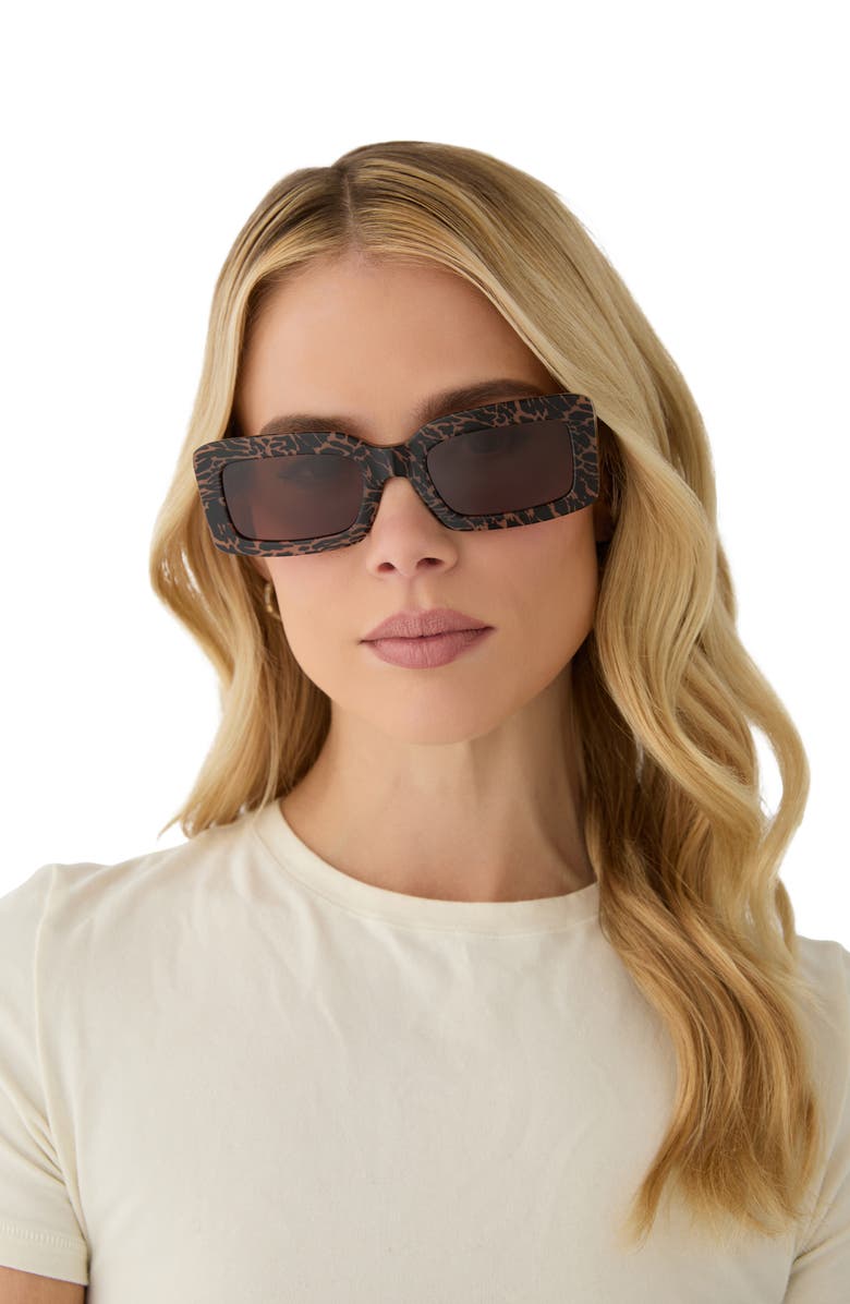 DIFF Indy 51mm Gradient Rectangular Sunglasses, Alternate, color, Animal / Brown