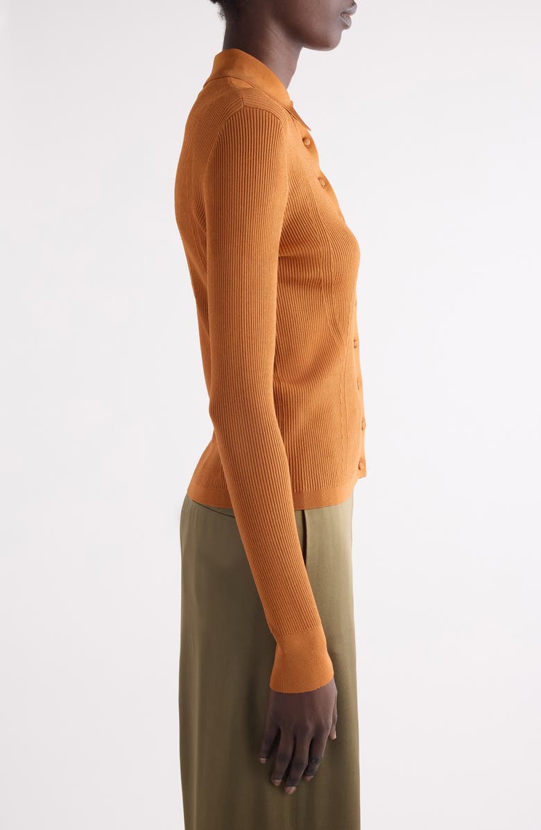 Dries Van Noten Tielt Ribbed Cardigan, Alternate, color, Rust