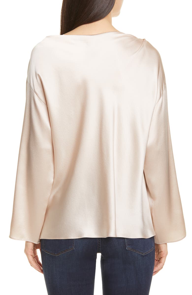Vince Side Drape Long Sleeve Silk Blouse, Alternate, color, 