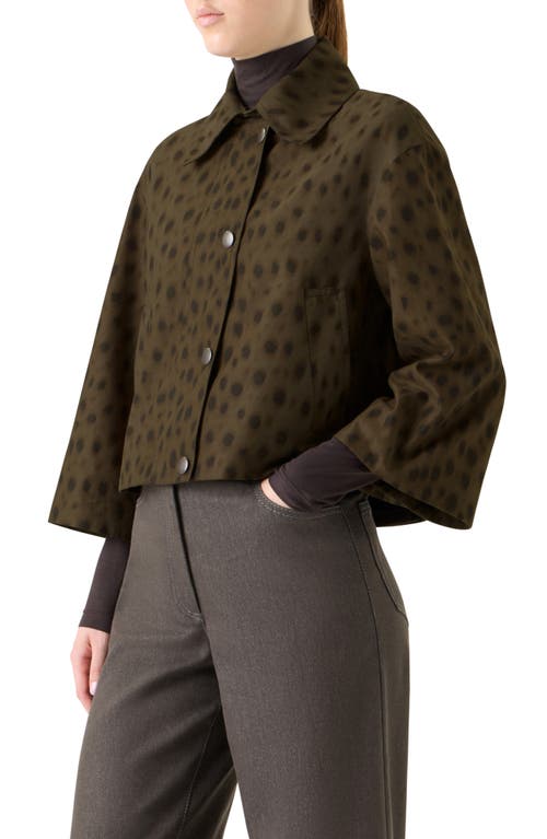 Akris Punto Leopard Brushed Techno Gabardine Short Parka Jacket In Brown