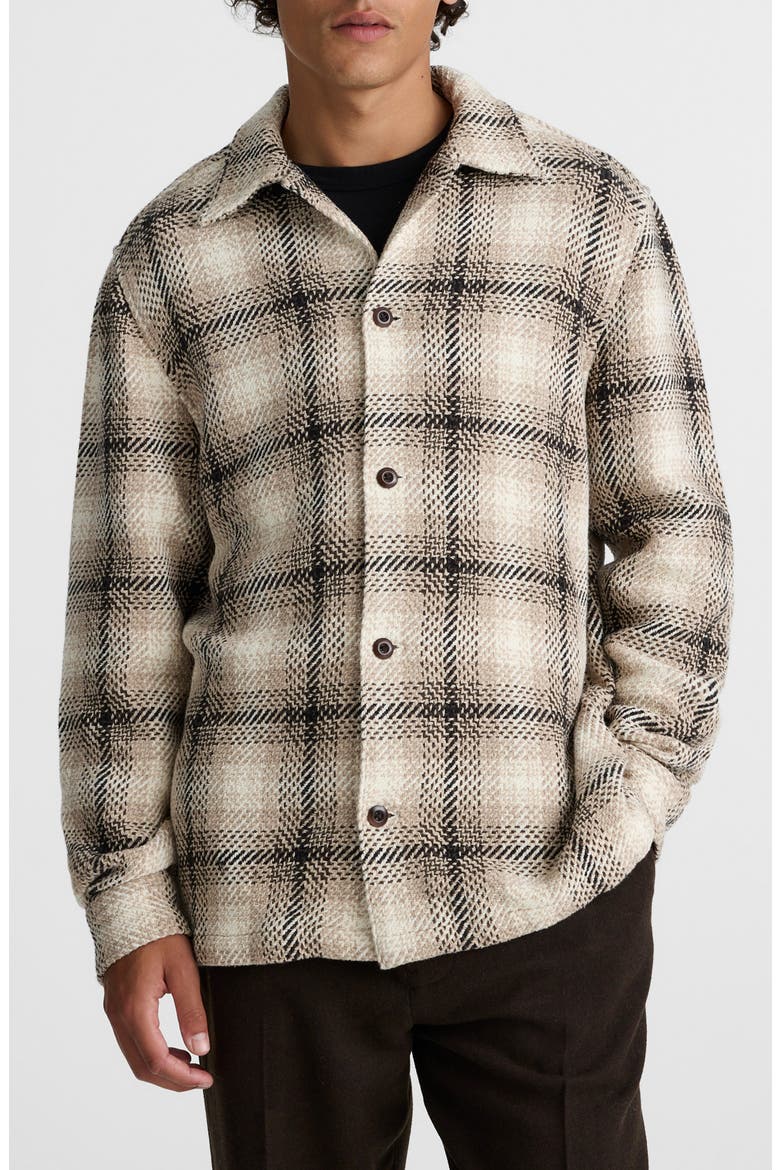 Twill Shirt Jacket, Main, color, HEAVY TWILL PLAID GREY/ IVORY