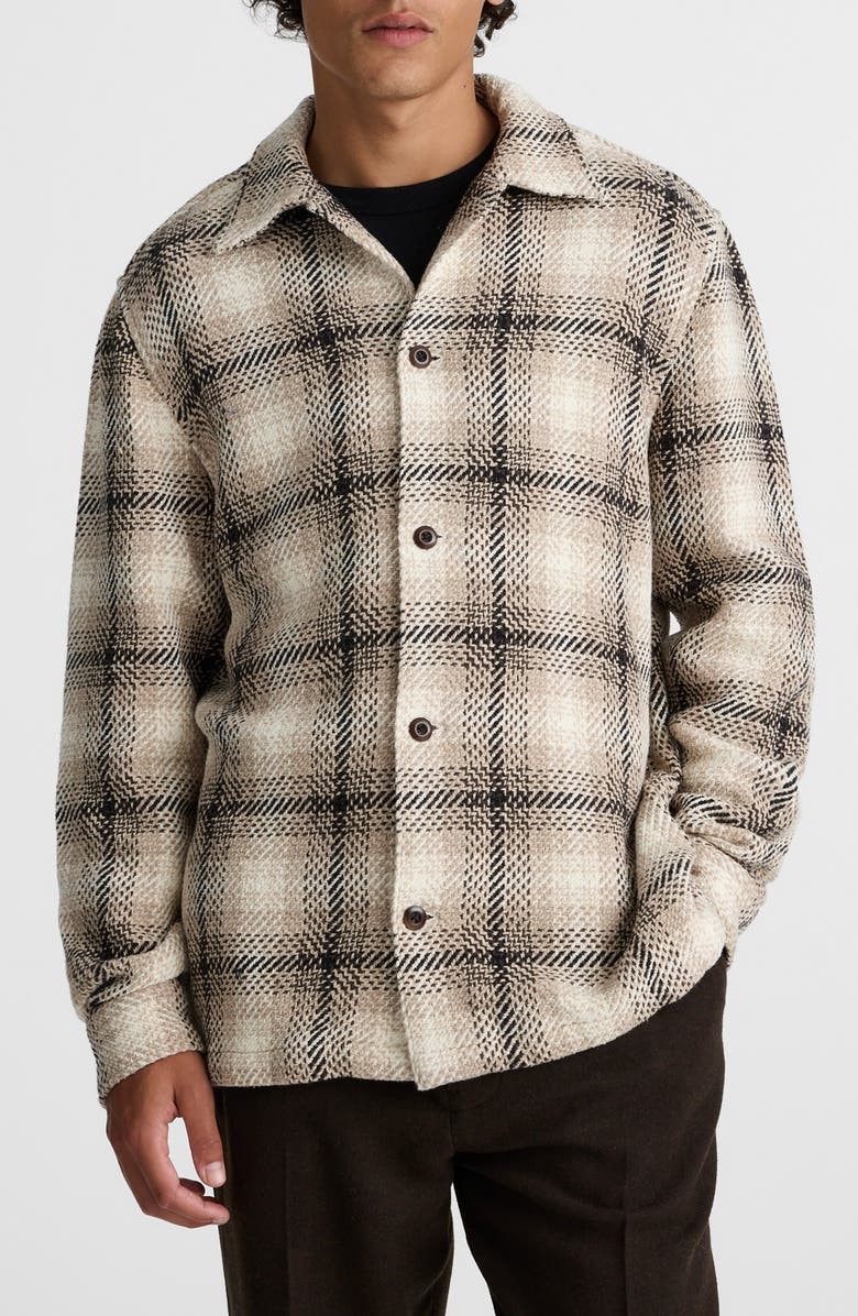 Madewell Twill Shirt Jacket, Main, color, Heavy Twill Plaid Grey/ Ivory