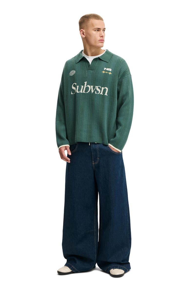 Cotton On Men's Box Fit Rugby Polo, Alternate, color, Teal Stripe