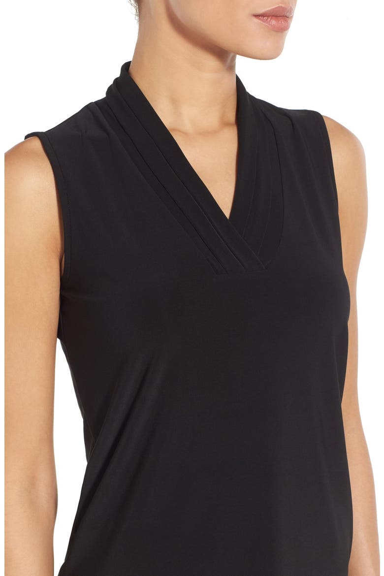 Triple Pleat V-Neck Jersey Top, Alternate, color, BLACK