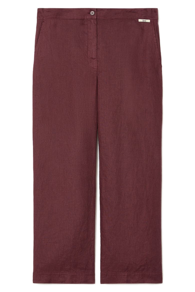 Vorafo Wide Leg Linen Pants, Alternate, color, BORDEAUX