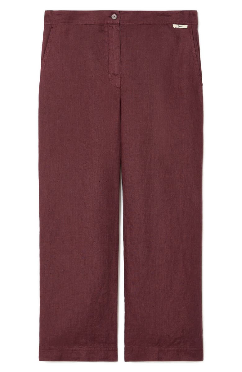 Marina Rinaldi Vorafo Wide Leg Linen Pants, Alternate, color, Bordeaux