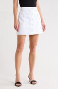 L'AGENCE Kris Button Front Cotton A-Line Miniskirt