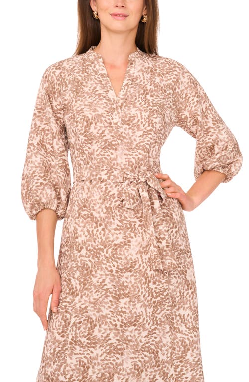 Vince Camuto Long Sleeve Tie Waist Dress In Brown