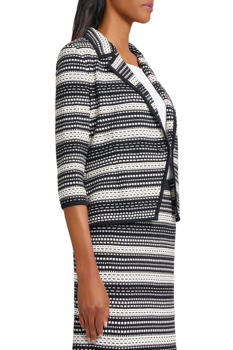 Tailored Fit Double Breasted Knit Blazer, Alternate, color, BLACK/ IVORY