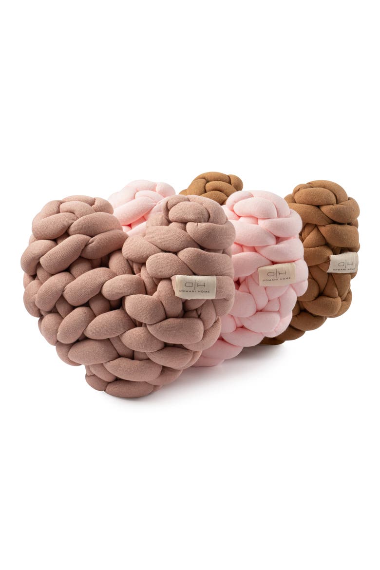 Kids' Heart Knot Accent Pillow, Alternate, color, PINK
