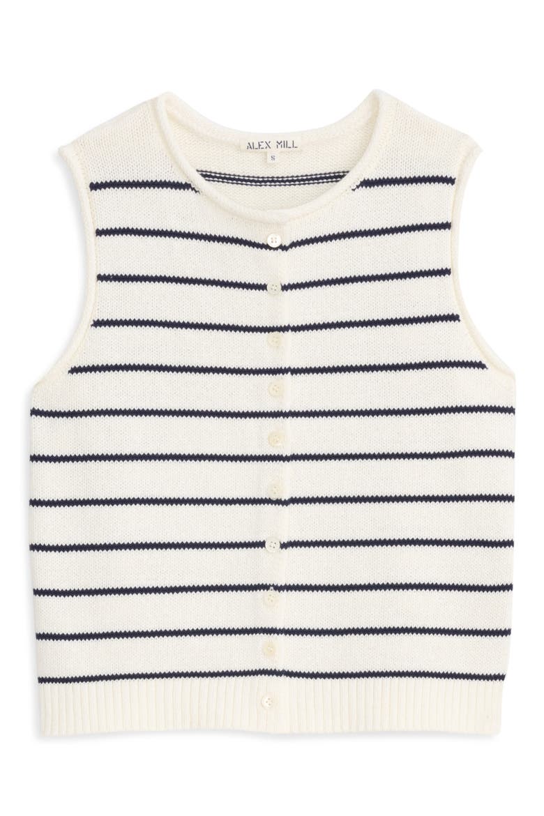 Taylor Stripe Cotton Vest, Alternate, color, IVORY / NAVY NIGHT